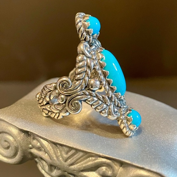 Sterling Turquoise Ring by Carolyn Pollack Size 9 - Picture 4 of 10